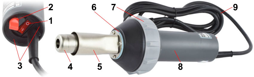 Промышленный фен TRIAC BT-1600W (ADR tools) состав узлы детали