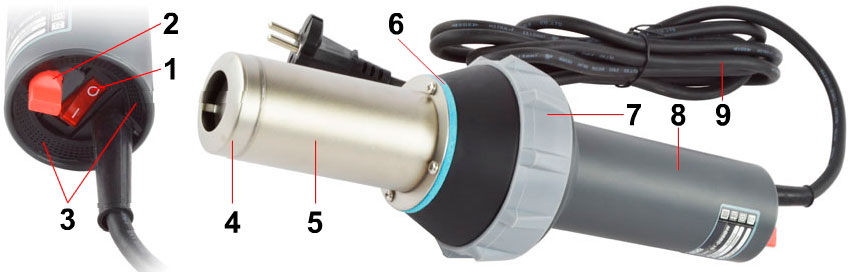 Промышленный фен TRIAC BT-3400W состав узлы детали